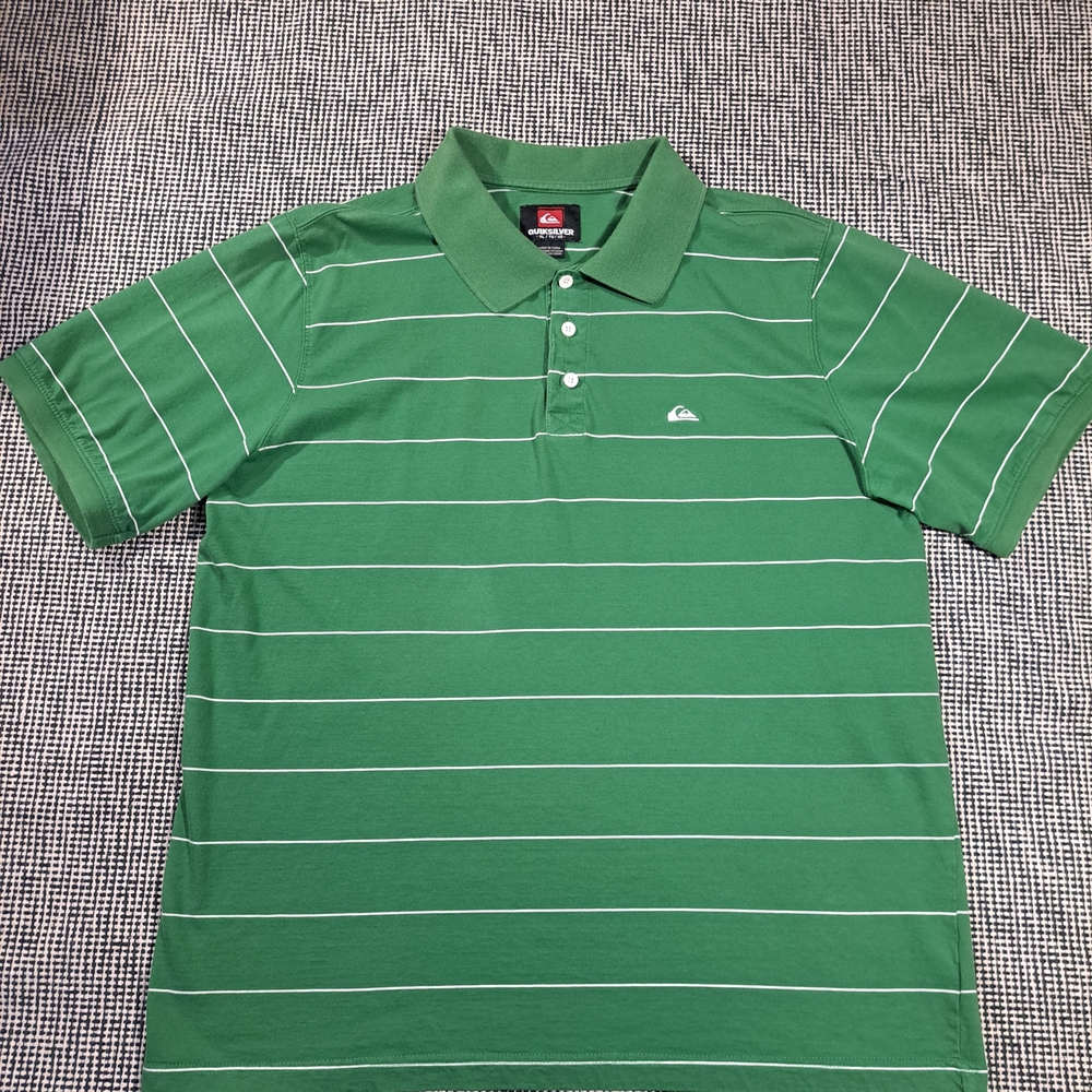 Quiksilver Green Striped Men's Polo Shirt